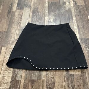 Zara Black Mini Skirt with White Accents